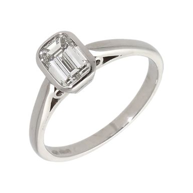 Pre-Owned Platinum 1.03ct Emerald Cut Diamond Solitaire Ring