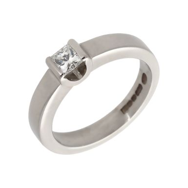 Pre-Owned Palladium 0.35ct Princess Cut Diamond Solitaire Ring