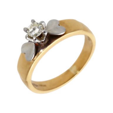 Pre-Owned 18ct Gold Heart Shoulder Diamond Solitaire Ring