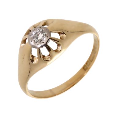Pre-Owned 9ct Yellow Gold Diamond Solitaire Style Signet Ring