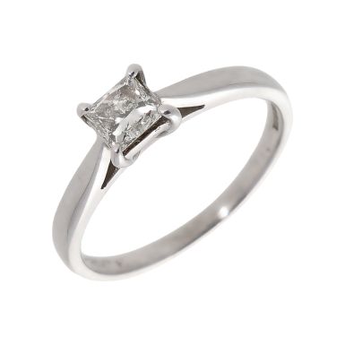 Pre-Owned 18ct Gold 0.52ct Princess Cut Diamond Solitaire Ring