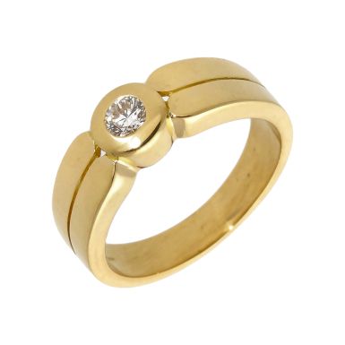 Pre-Owned 18ct Yellow Gold Diamond Solitaire Set Band Ring