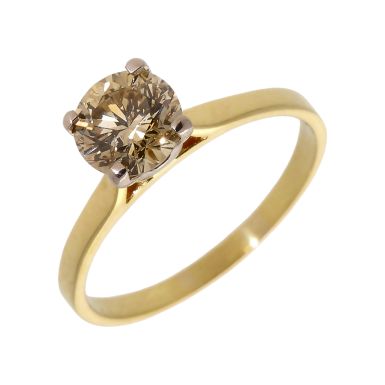 Pre-Owned 18ct Gold 1.45 Carat Champagne Diamond Solitaire Ring