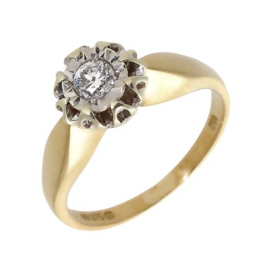 Pre-Owned 9ct Gold 0.18ct Illusion Set Diamond Solitaire Ring