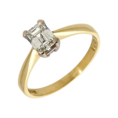 Pre-Owned 18ct Gold 1.01ct Emerald Cut Diamond Solitaire Ring