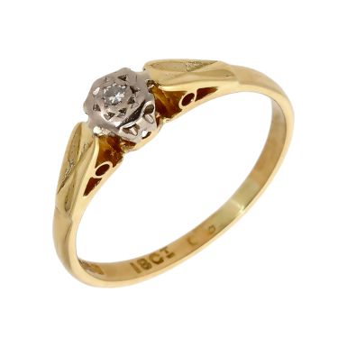 Pre-Owned Vintage 1969 18ct Gold Diamond Solitaire Ring