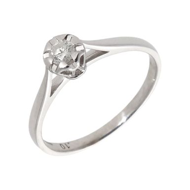 Pre-Owned 9ct White Gold 0.10 Carat Diamond Solitaire Ring
