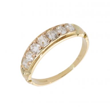 Pre-Owned 14ct Yellow Gold 7 Stone Diamond Half Eternity Ring