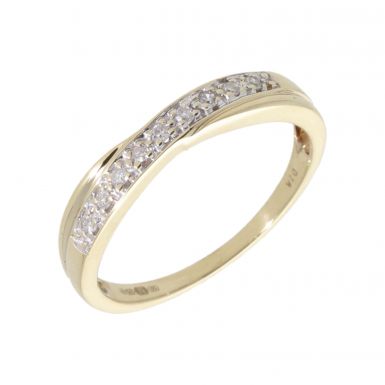 Pre-Owned 9ct Yellow Gold Diamond Set Crossover Dress Ring