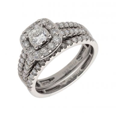 Pre-Owned Platinum 1.00 Carat Mixed Cut Diamond Bridal Ring Set