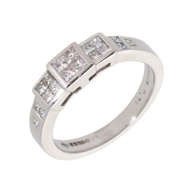 Pre-Owned 18ct Gold & Platinum Princess Cut Diamond Dress Ring