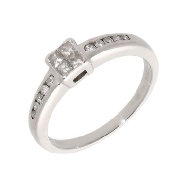 Pre-Owned 18ct White Gold 0.25ct Mixed Cut Diamond Dress Ring