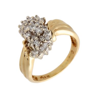 Pre-Owned 9ct Yellow Gold 0.38 Carat Diamond Cluster Twist Ring