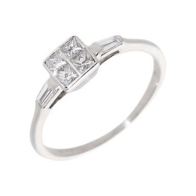 Pre-Owned 18ct White Gold Princess Cut Diamond Cluster Ring