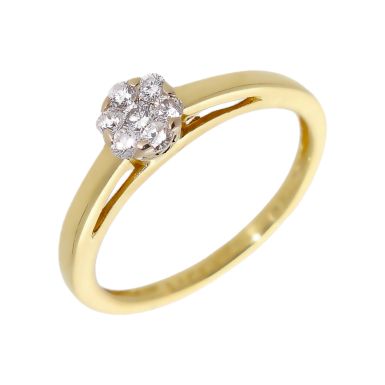 Pre-Owned 18ct Yellow Gold 0.25 Carat Diamond Cluster Ring