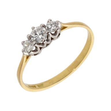 Pre-Owned 18ct Yellow Gold 0.38 Carat Diamond Trilogy Ring