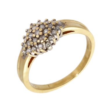 Pre-Owned 9ct Yellow Gold 0.25 Carat Diamond Cluster Ring