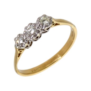 Pre-Owned 18ct Yellow Gold 0.25 Carat Diamond Trilogy Ring