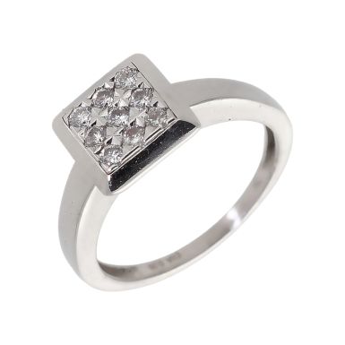 Pre-Owned 18ct White Gold 0.25 Carat Diamond Square Cluster Ring