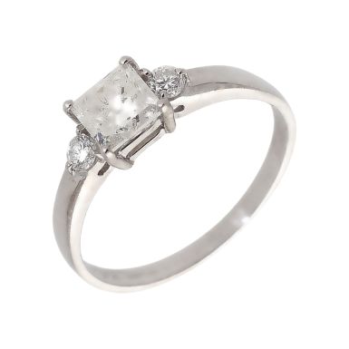 Pre-Owned 18ct White Gold Princess Cut Diamond Solitaire Ring