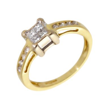 Pre-Owned 18ct Gold 0.33 Carat Mixed Cut Diamond Cluster Ring