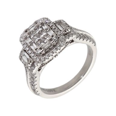Pre-Owned Vera Wang 0.95 Carat Mixed Cut Diamond Cluster Ring