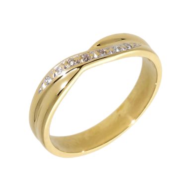 Pre-Owned 18ct Yellow Gold Diamond Set Crossover Wave Ring