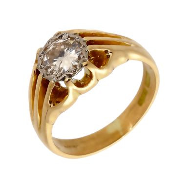 Pre-Owned 18ct Gold Gents 0.65ct Diamond Solitaire Signet Ring