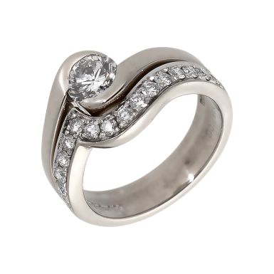 Pre-Owned 18ct White Gold 0.71 Carat Diamond Bridal Ring Set