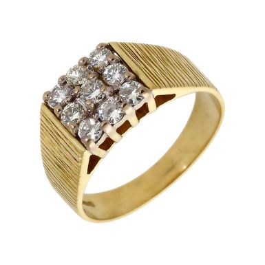 Pre-Owned 18ct Yellow Gold Diamond Square Signet Ring