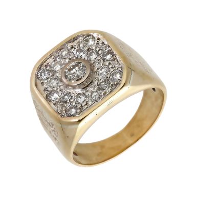 Pre-Owned 9ct Yellow Gold Diamond Signet Ring