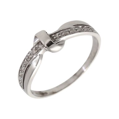 Pre-Owned 9ct White Gold Diamond Set Wave Knot Dress Ring