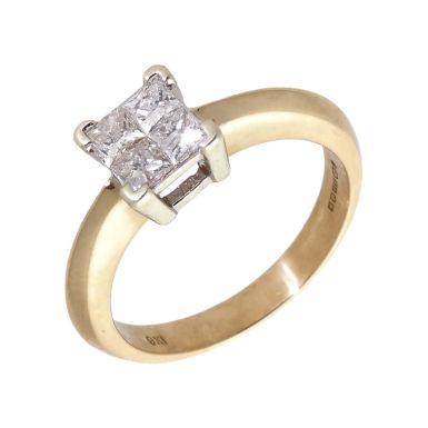 Pre-Owned 9ct Gold 0.55ct Princess Cut Diamond 4 Stone Ring