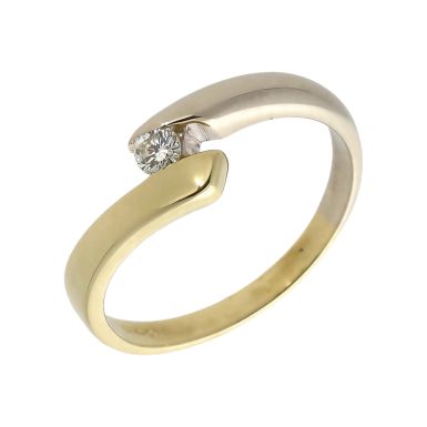 Pre-Owned 14ct Yellow & White Gold Diamond Solitaire Twist Ring