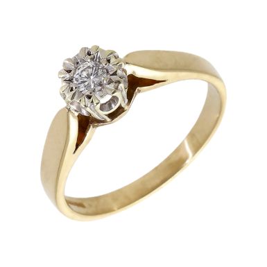 Pre-Owned 9ct Gold 0.10ct Illusion Set Diamond Solitaire Ring