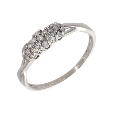 Pre-Owned 9ct White Gold 0.25 Carat Diamond Triple Cluster Ring