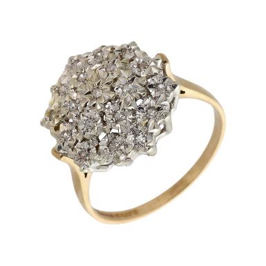 Pre-Owned 9ct Yellow Gold Illusion Set Diamond Cluster Ring
