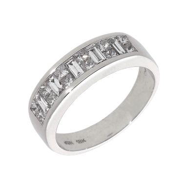 Pre-Owned 18ct White Gold Mixed Cut Diamond Half Eternity Ring