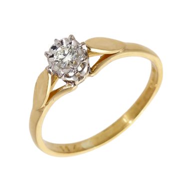 Pre-Owned 18ct Gold 0.14ct Illusion Set Diamond Solitaire Ring