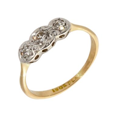 Pre-Owned Vintage Style 18ct Gold Diamond Trilogy Ring