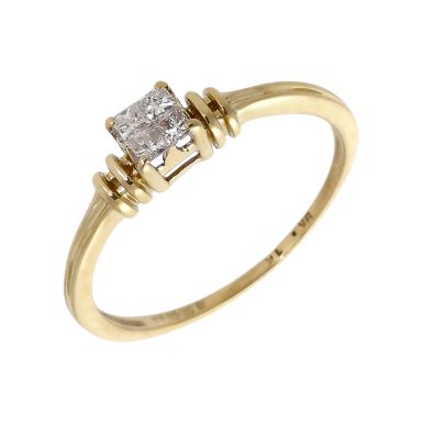 Pre-Owned 9ct Gold 0.15ct Princess Cut Diamond 4 Stone Ring
