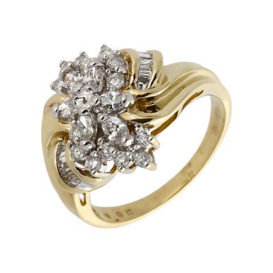 Pre-Owned 9ct Gold 0.80 Carat Mixed Cut Diamond Cluster Ring
