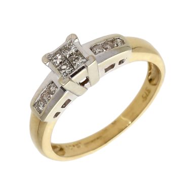 Pre-Owned 9ct Gold 0.25 Carat Mixed Cut Diamond Dress Ring