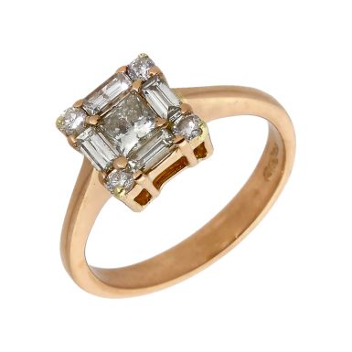 Pre-Owned 18ct Rose Gold 0.75ct Mixed Cut Diamond Cluster Ring