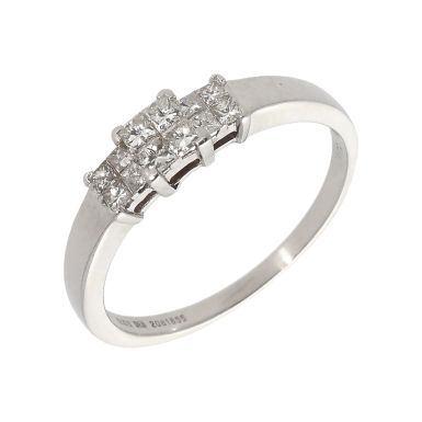 Pre-Owned 18ct Gold Princess Cut Diamond Triple Cluster Ring