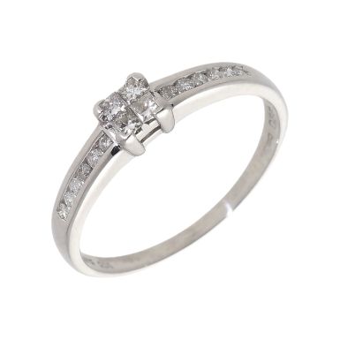 Pre-Owned 9ct White Gold 0.33ct Mixed Cut Diamond Cluster Ring