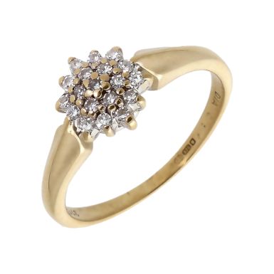 Pre-Owned 9ct Yellow Gold Diamond Cluster Ring