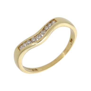 Pre-Owned 9ct Yellow Gold 0.15 Carat Diamond Wave Wishbone Ring