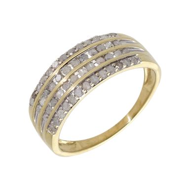Pre-Owned 9ct Yellow Gold Multi Row Diamond Dress Ring