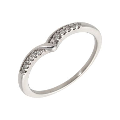 Pre-Owned 18ct White Gold 0.10 Carat Diamond Wishbone Ring